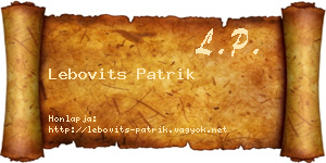 Lebovits Patrik névjegykártya